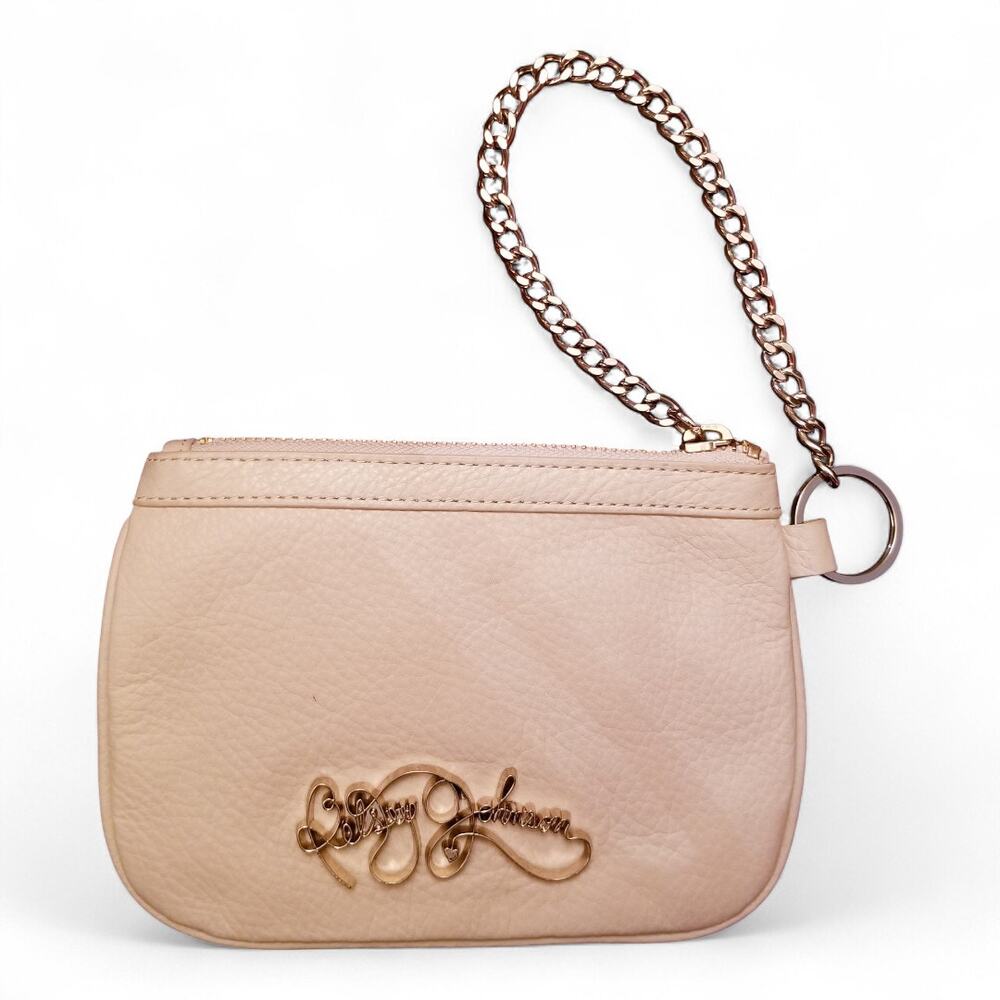BETSEY JOHNSON Zip Top Leather Studded Wristlet Clutch Stars Hearts Auto Graph - Picture 2 of 7
